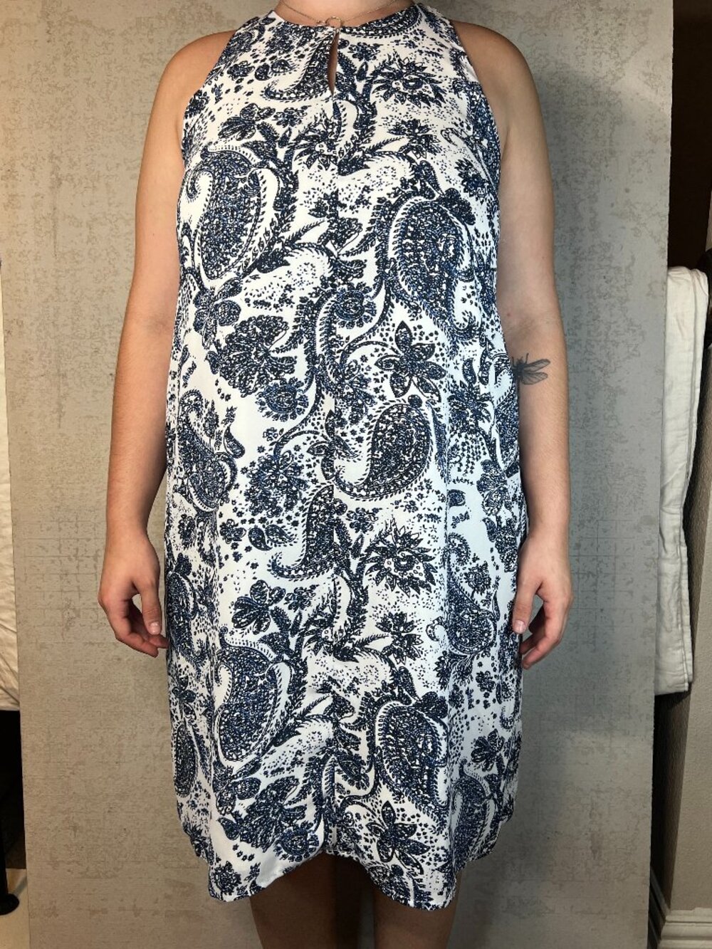The Limited Blue and While Paisly Halter Dress, Size L